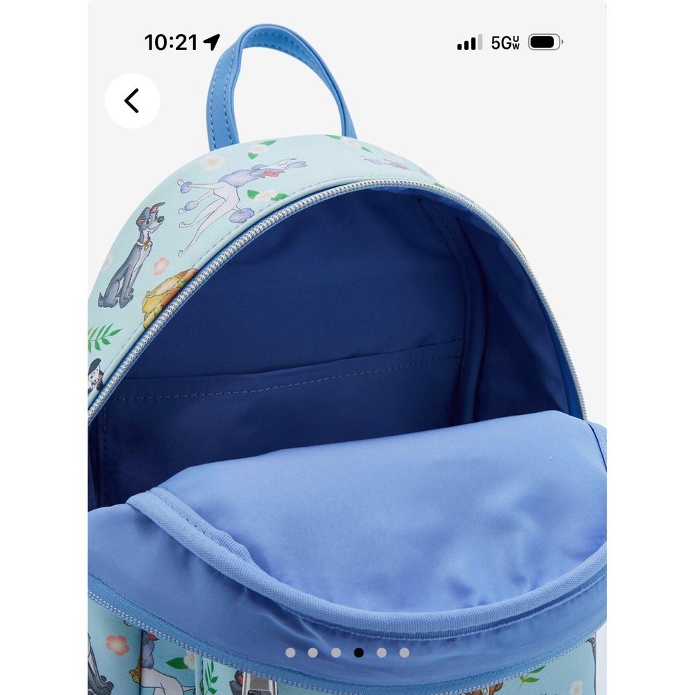 Loungefly Disney Dogs Mini Backpack 101 Dalmatians Lady Tramp Whimsical Blue New - Picture 4 of 6